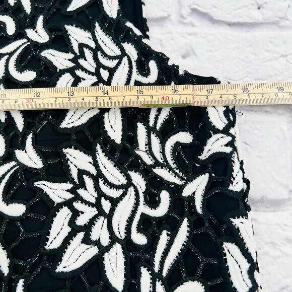 SAM EDELMAN Dress Womans Medium Black White Lace Sheath Sleeveless Embroidereded - Picture 7 of 10